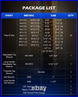 60 PCS Tap and Die Set Metric and Standard Sizes & 86Pc SAE & Metric Tap Set and