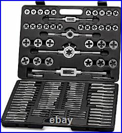 60 Piece Metric & SAE Threading Tap & Die Tool Set with Storage Case Easy To Use