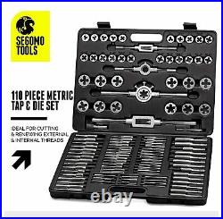 60 Piece Metric & SAE Threading Tap & Die Tool Set with Storage Case Easy To Use