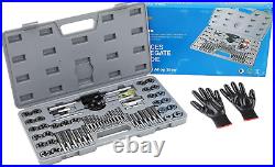 60 Piece Metric and SAE Standard Tap and Die Rethread Set Coarse and Fine Thread