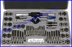 60pc Large MM Metric Sae Tap And Die Threading Tool Set Steel Metal Threader Kit