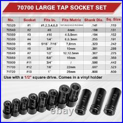 70700 Tap Socket Set, Magnetic Socket Adapter for Tap and Die Use, Fits Metri