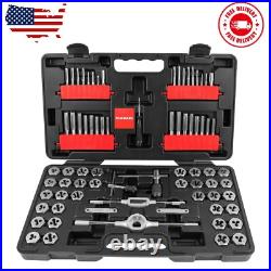 75Pc Tap and Die Set, SAE & Metric Hex Thread Taps Dies Wrench Threading