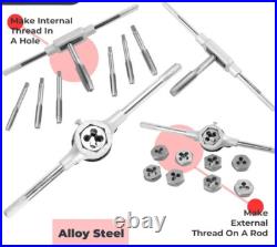 75Pc Tap and Die Set, SAE & Metric Hex Thread Taps Dies Wrench Threading