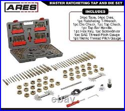 76-Piece Master Ratcheting Tap and Die Set Metric and SAE Sizes