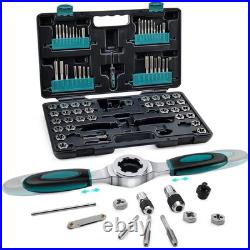 76-Piece SAE/Metric Tap and Die Set with Extendable Ratcheting Tap Handle, Re