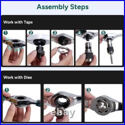 76-Piece SAE/Metric Tap and Die Set with Extendable Ratcheting Tap Handle, Rethr