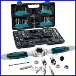 76-Piece Sae/Metric Tap and Die Set with Extendable Ratcheting Tap Handle, Rethr