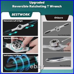 76-Piece Sae/Metric Tap and Die Set with Extendable Ratcheting Tap Handle, Rethr 76-Piece Sae/Metric Tap and Die Set with Extendable Ratcheting Tap Handle, Rethr