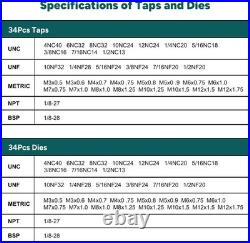 76-Piece Sae/Metric Tap and Die Set with Extendable Ratcheting Tap Handle, Rethr 76-Piece Sae/Metric Tap and Die Set with Extendable Ratcheting Tap Handle, Rethr