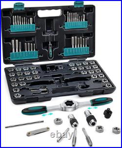 76-Piece Sae/Metric Tap and Die Set with Extendable Ratcheting Tap Handle, Rethr
