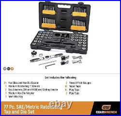 77 Piece SAE/Metric Ratcheting Tap and Die Set -3887
