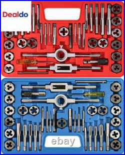 80Pcs Tap and Die Set, SAE & Metric Tap Die Wrench Set, Metric Standard M3 to M1