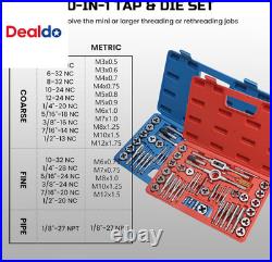 80Pcs Tap and Die Set, SAE & Metric Tap Die Wrench Set, Metric Standard M3 to M1