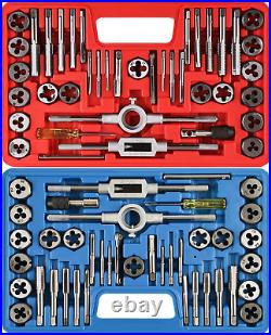 80Pcs Tap and Die Set, SAE & Metric Tap Die Wrench Set, Metric Standard M3 to M1