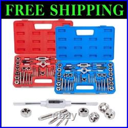 80pc High-Carbon Steel Tap and Die Set Metric and SAE with Wrenches & Gauges