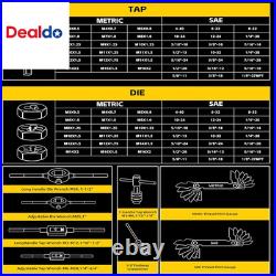 86PCS SAE & Metric Tap and Die Set (#4 to 5/8, M3 to M16), Tap Set and Die Tool