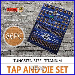 86PC Tap And Die Set SAE METRIC Tools WithStorage Case Tungsten Steel Die Handle
