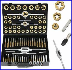 86Pc Metric and SAE Standard Tap and Die Bearing Steel Tool Set Titanium Coated