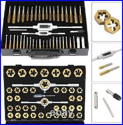86Pc Metric and SAE Standard Tap and Die Bearing Steel Tool Set Titanium Coated