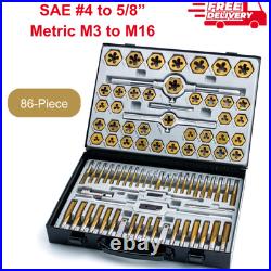 86 Pcs Master Tap and Hex Die Set, Premium Titanium Coating SAE & Metric, HSS