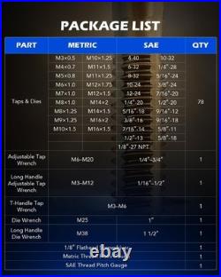 86-Piece Metric and SAE Tap and Die Set Titanium Coated Steel