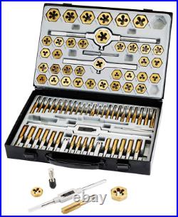 86 Piece Tap and Die Set Bearing Steel SAE and Metric Tools, Titanium Coated
