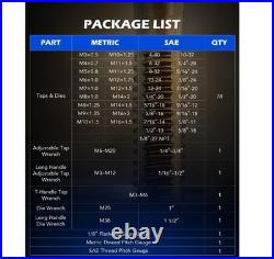 86pc Tap and Die Set in SAE and Metric Titanium Coated Steel Tap
