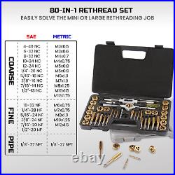 Anfrere Tap and Die Set Metric and Standard, Rethreading Tool Kit for Coarse and