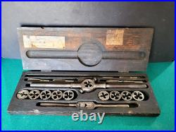 Antique 1912 Patent Greenfield Tap & Die Set Mass, Original Wood Box