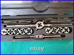 Antique 1912 Patent Greenfield Tap & Die Set Mass, Original Wood Box