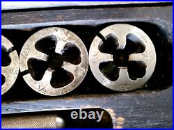 Antique 1912 Patent Greenfield Tap & Die Set Mass, Original Wood Box