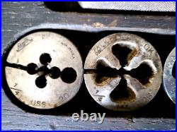 Antique 1912 Patent Greenfield Tap & Die Set Mass, Original Wood Box