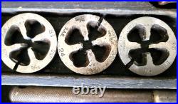 Antique 1912 Patent Greenfield Tap & Die Set Mass, Original Wood Box