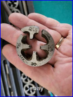 Antique 1912 Patent Greenfield Tap & Die Set Mass, Original Wood Box