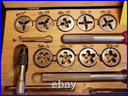 Antique Rare Ace Professional Tap & Die Set Wood Case Henry L Hanson Co Nc/nf A+