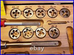 Antique Rare Ace Professional Tap & Die Set Wood Case Henry L Hanson Co Nc/nf A+