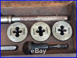 Antique Vintage Greenfield Little Giant 311 Screw Plate Tap Die Set & Wooden Box