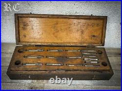 Antique Vintage Tap and Die Set in Wooden Box Case Old Tool