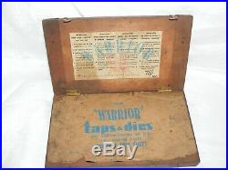 Antique Vintage Warrior Brand Tap & Die Set In Original Wooden Box Decal