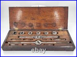 Antique WL Brubaker Machinist Tap & Die Tool Kit Wood Box Set Millersville PA