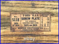 Antique Winter Brothers Co Tap and Die Set No. 5118 with Wooden Case
