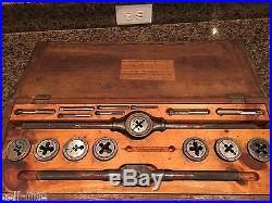 Bay State Antique Tap and & Die Tool Set Screw Plate 17 pc Wood Box Mansfield