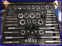 Carbon Steel Tap and Die Set 1PZ43, SAE 45 Pieces, 1/4 to 1