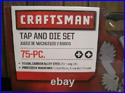Craftsman 75 Pc Tap & Die Set Carbon Alloy Steel-case-inch-metric 52377-new