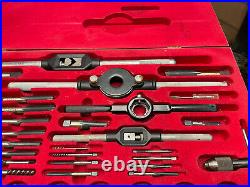 Dayton 59 Pc Sae Mechanics Hss Tap And Die Set Nc & Nf #1a520 With Wooden Case