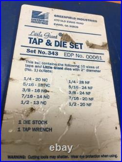 GREENFIELD LITTLE GIANT 22pc TAP AND DIE SET 343 1/4 to 1/2