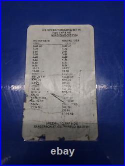 Greenfield U. S Screw Threading Set #6 Tap Die Set USA 82pc Type One NF, NS, EUC