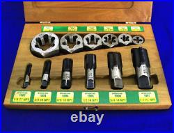 Henry L Hanson vintage #1920 12 Pc. Pipe Tap & Die Set 1/8- 1 NPT Wooden Case