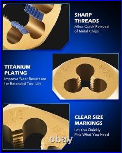 High-Carbon Steel Tap and Die Set with Titanium Coating